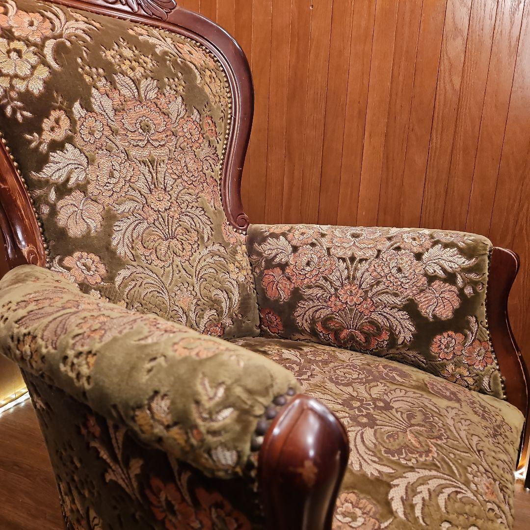 イタリア製 ヴィンテージソファ 金華山織 猫脚ソファ Ｂ パーソナルチェア