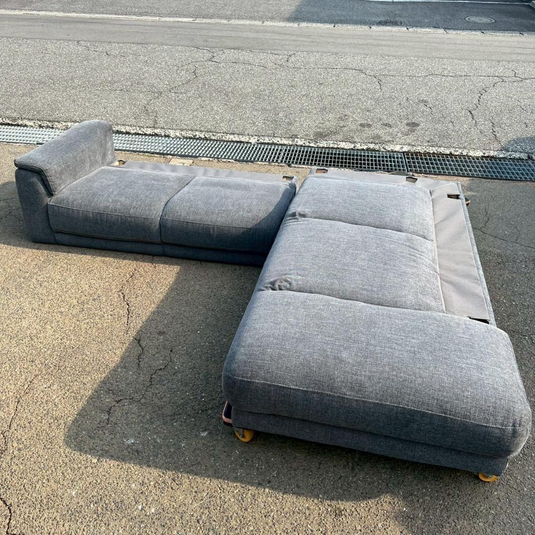 【直接引取限定】 【ニトリ】 L字カウチソファ ダークグレー A0141