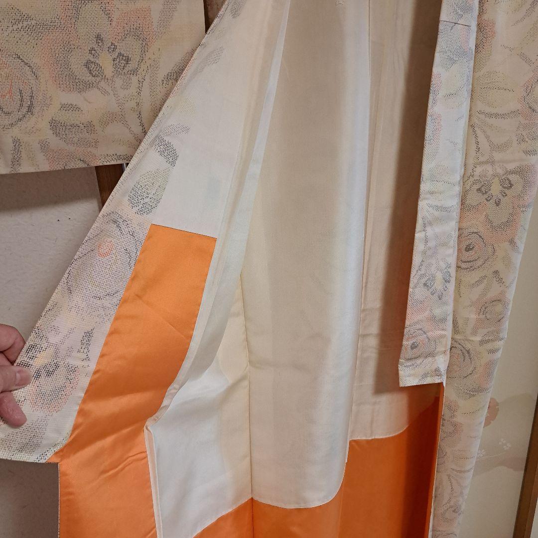 nao　普段着物　紬　クリーム色 M 　肩身丈159 +有松絞り浴衣