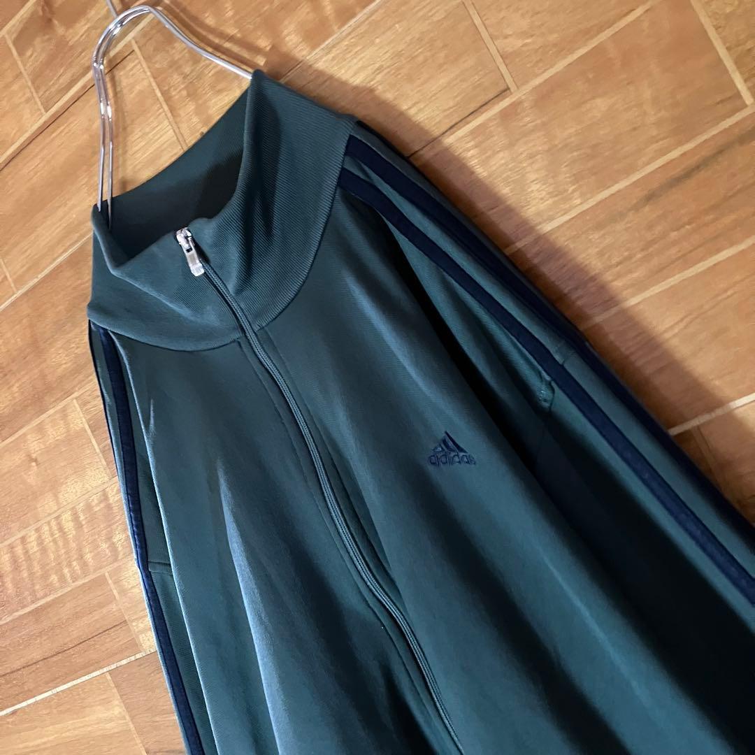 【希少カラー】adidas トラックジャケット　ジャージ　緑　ハイネック　3XO