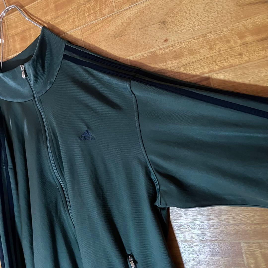 【希少カラー】adidas トラックジャケット　ジャージ　緑　ハイネック　3XO