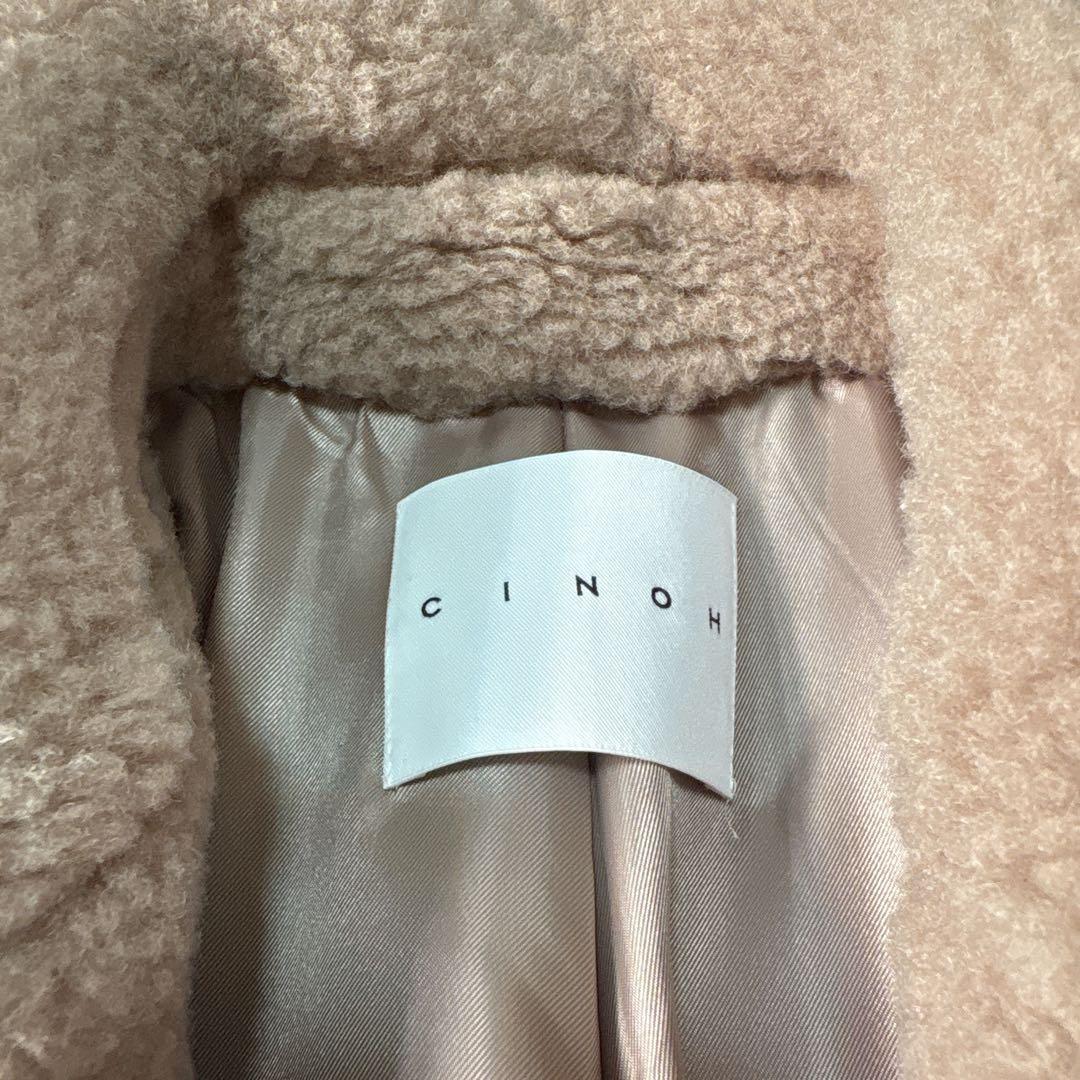 未使用に近い CINOH 2024AW ボア ミドルコート ベージュ 36