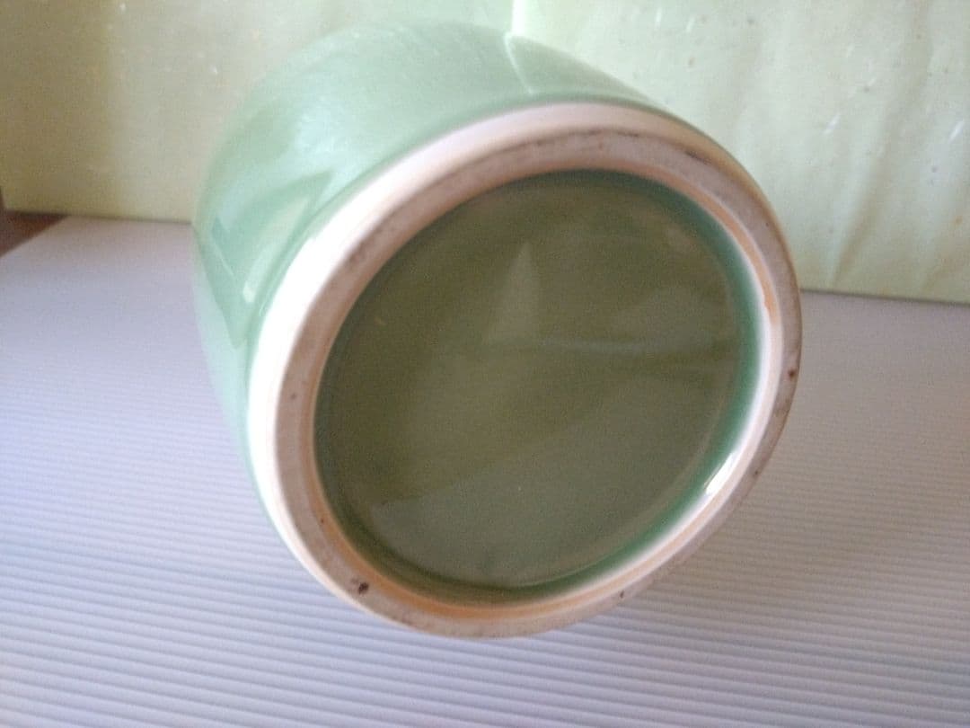 3 天竜寺　青磁　龍耳付き　花入 　手塚　祥堂