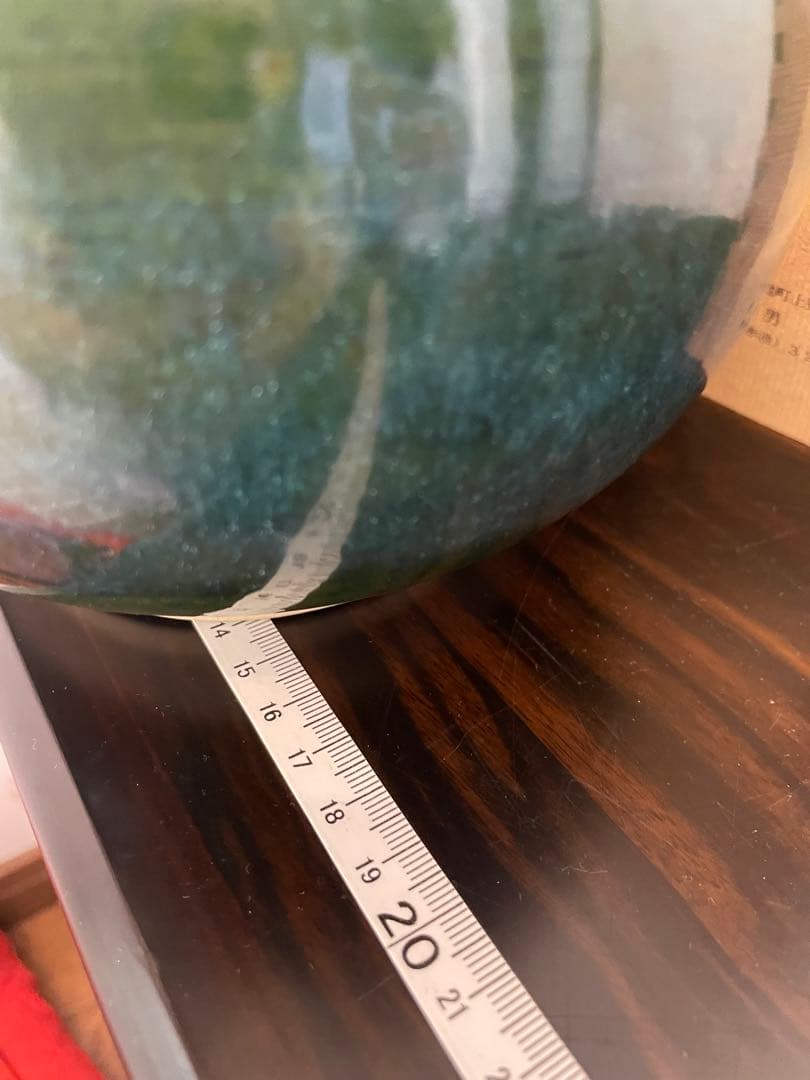 新品　未使用　上野焼　岩男元彦窯作　青緑色 陶器 花瓶 中型 木箱付き