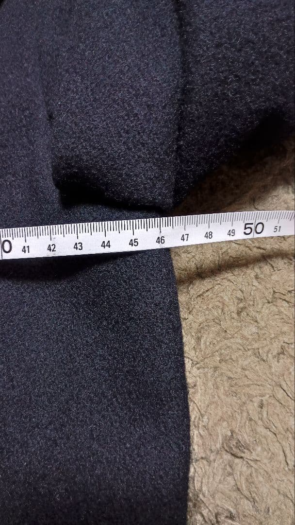 レア Schott レザーパイピングウールPコート ネイビー/黒 本革