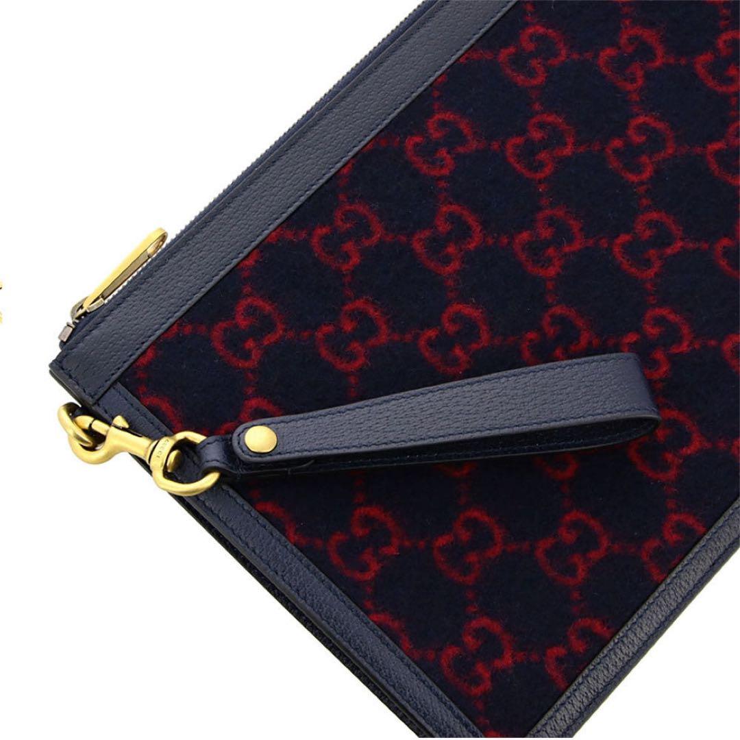GUCCI クラッチバッグ ネイビー/レッド