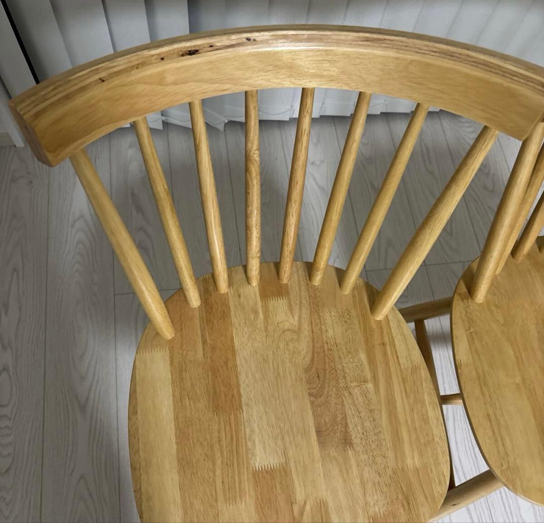 即日発送　天然木　ナチュラルウッド ダイニングチェア 2脚セット