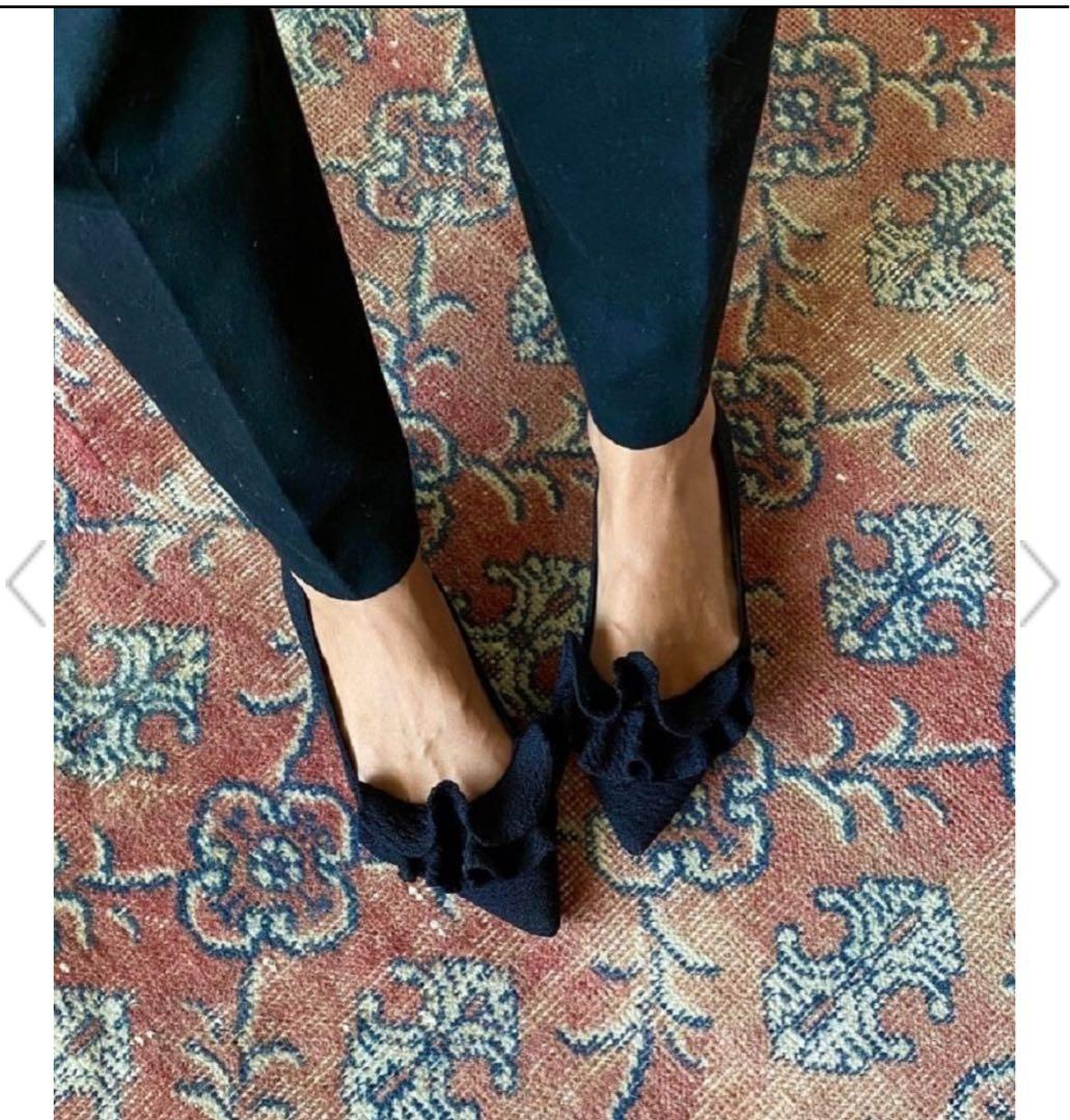 新品⭐︎Offen オッフェン 黒 フラットシューズ　パンプス　26cm フリル