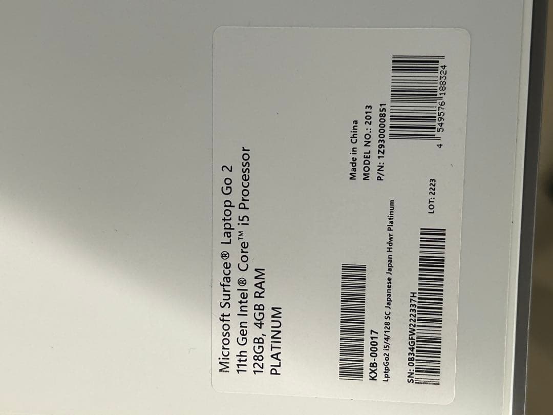 Đ*i様 Microsoft Surface Laptop Go 2 128GB