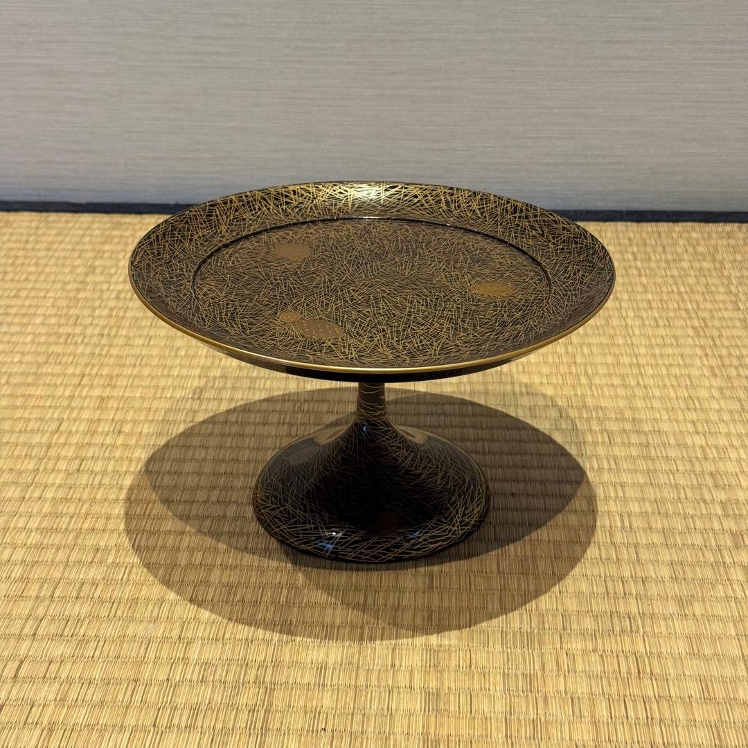 高麗屋謹製 松葉蒔絵 小高月 共箱 菓子器 高杯 美品
