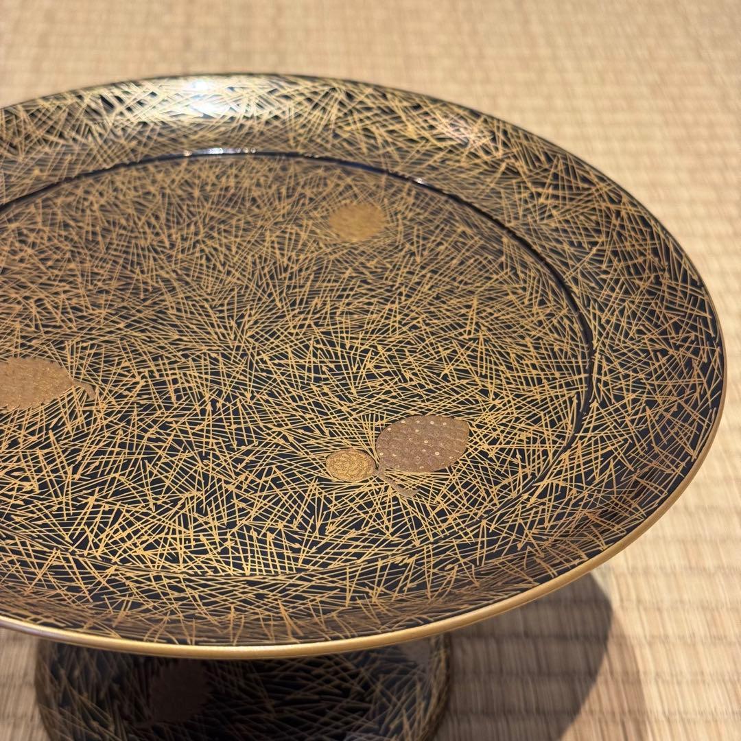 高麗屋謹製 松葉蒔絵 小高月 共箱 菓子器 高杯 美品