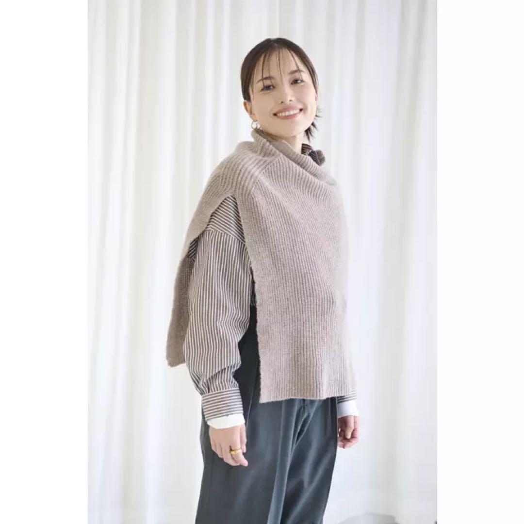 TWEEDMILL 五明祐子さんコラボ ニットポンチョ ベージュ