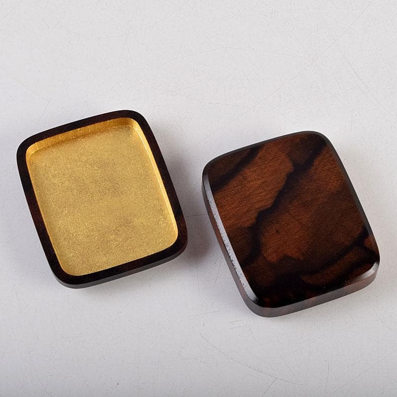 shellkid　井筒鳳斎　内金箔黒柿長四方香合鷺に芦　共箱　V　9126