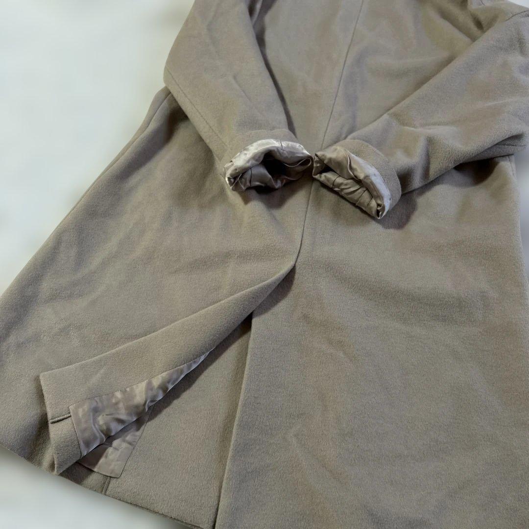 アンタイトル ノーカラー カシミヤ混 ウールコート L グレージュ