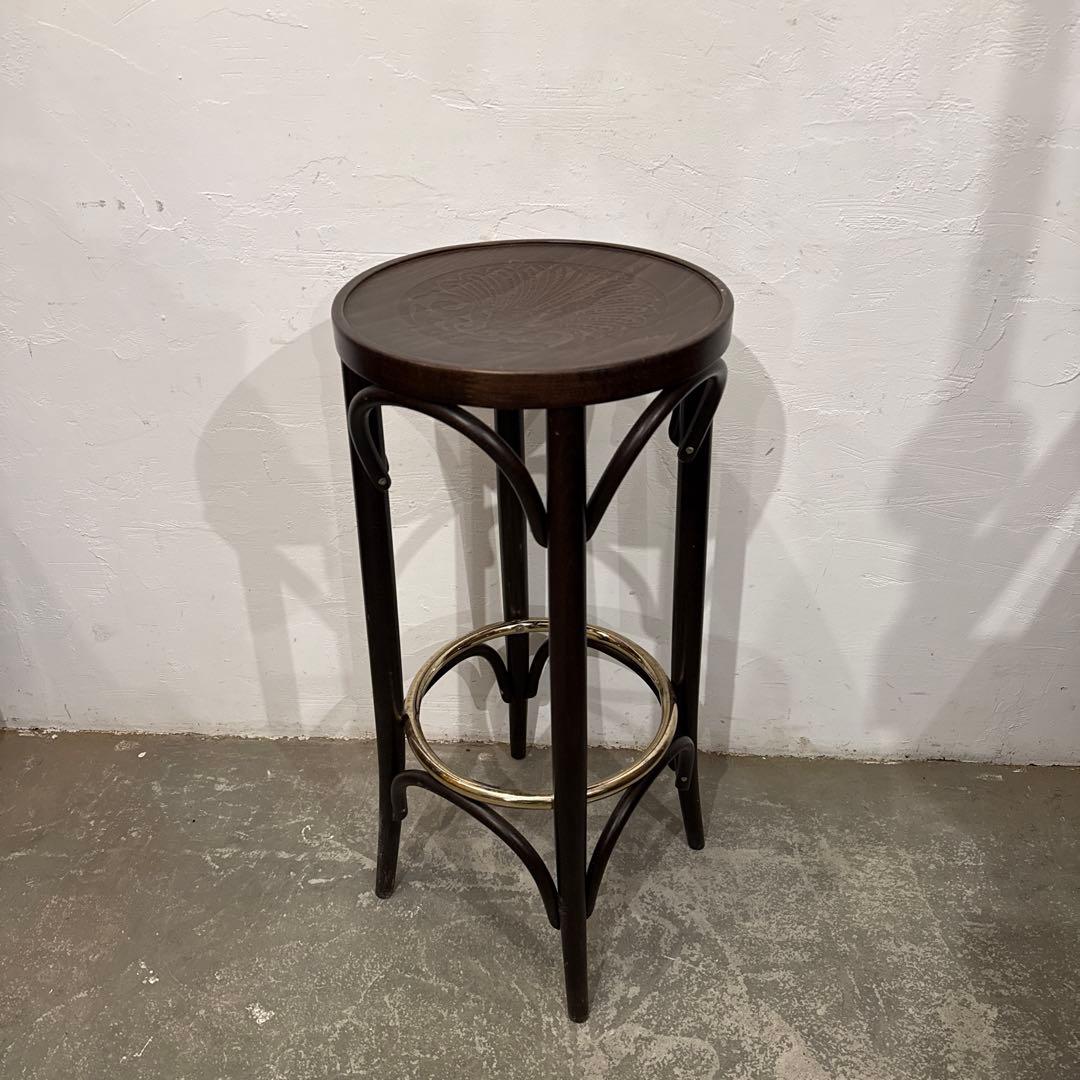 ヴィンテージ　ラウンド　スツール　ハイチェア　座面装飾　1