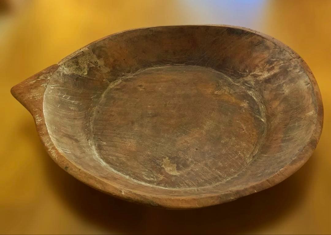 プリミティブ アンティーク ウッドボウル　トレイ　木製　ビンテージ