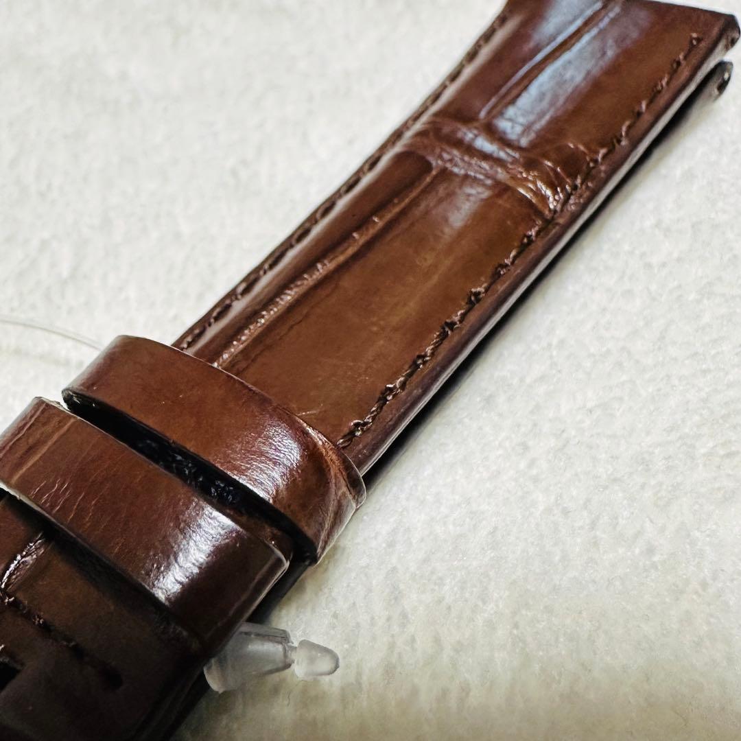 2421#19mm-16mmダークブラウン★本物クロコダイル腕時計用ベルト