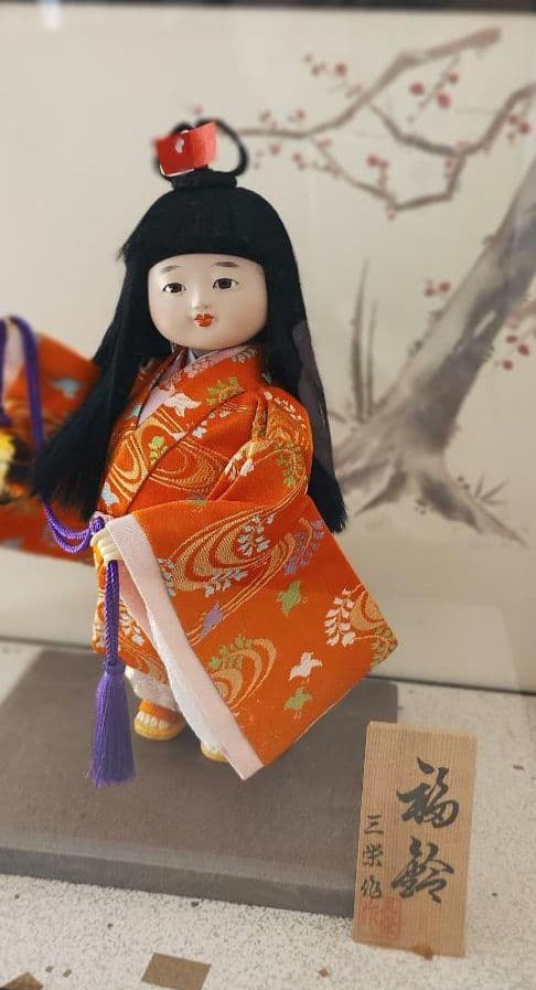 日本人形「福鈴」ガラスケース入り　市松人形　わらべ人形　雛人形　8号