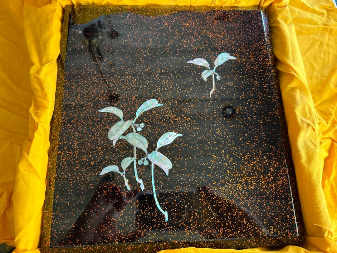 螺鈿　色紙箱　作家物