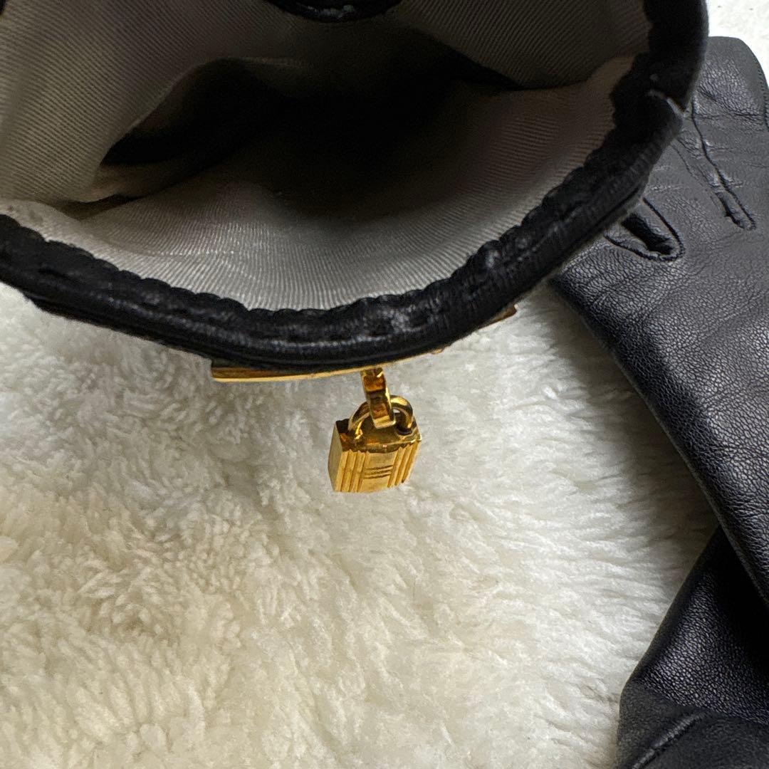 美品❣️HERMESエルメスケリーゴールド金具 手袋 グローブ レディースブラック