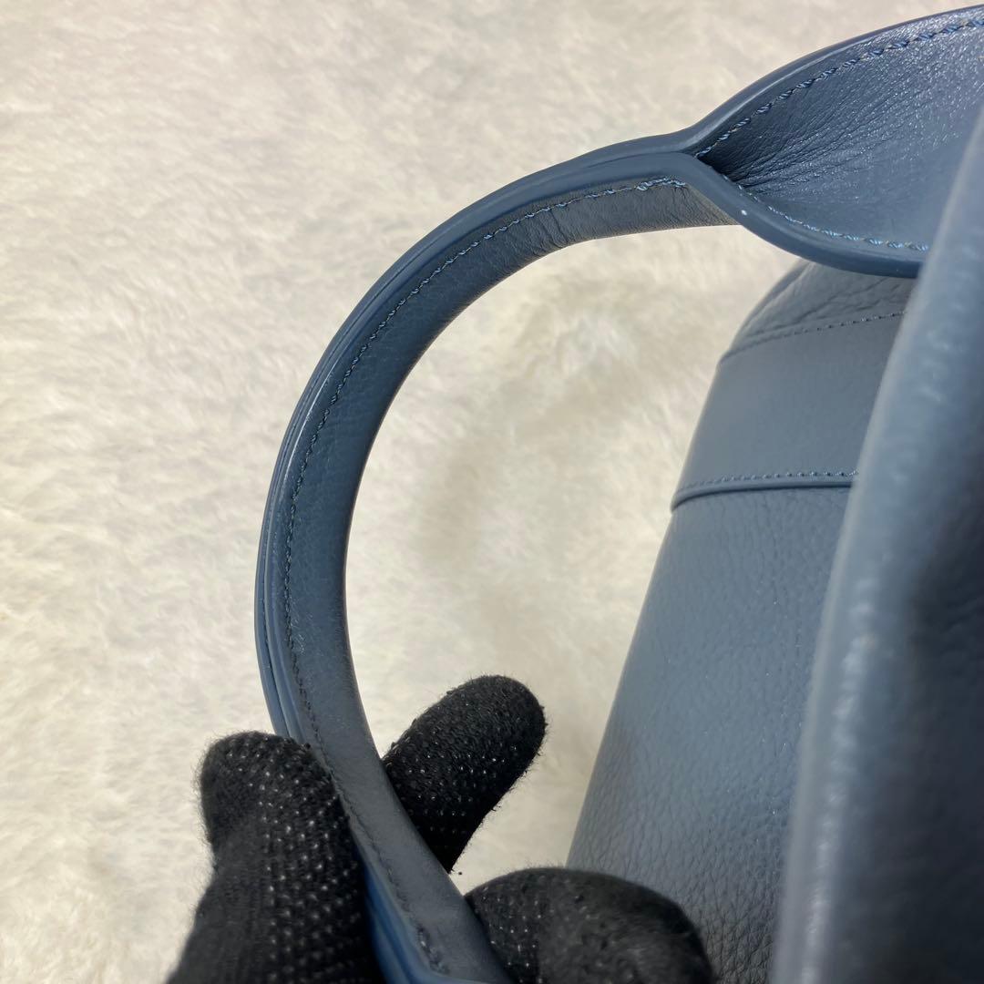 美品✨現行 近年モデル ヒロフ ランポ シボ革 ロゴ刻印 ３室 ハンドバッグ