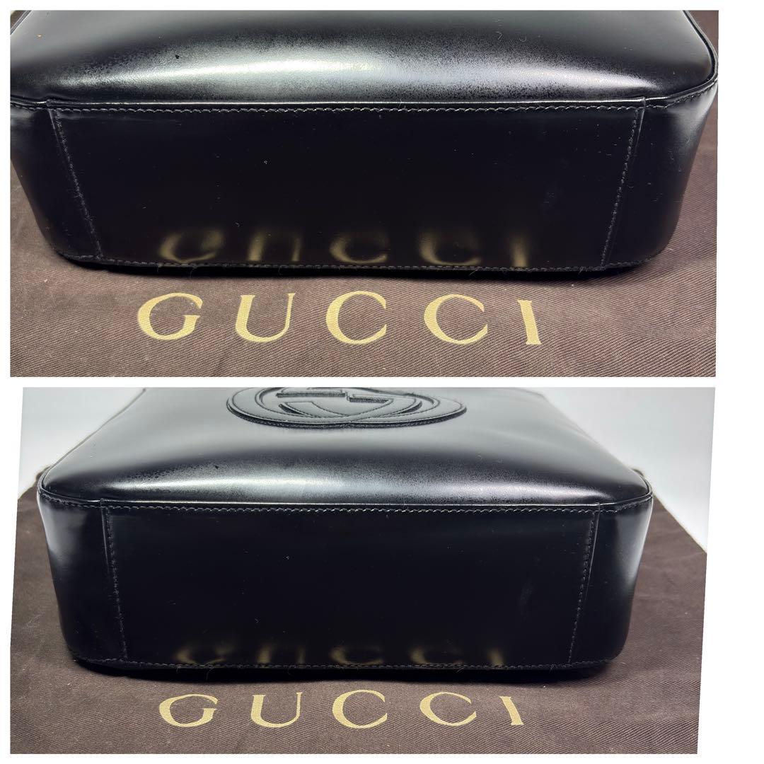極美品　GUCCI グッチ パテントレザー ワンショルダーブラック　リペア済み