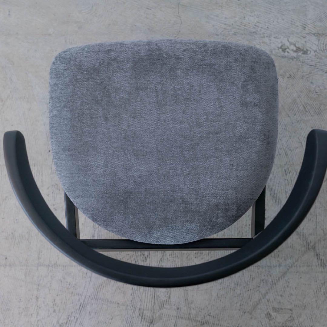 あおうみ　黒いダイニングチェア 布製クッション付き