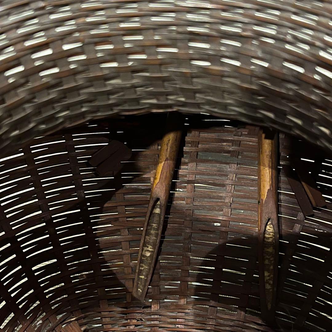 古美術 池坊 生花 牡丹籠 竹籠 唐物 一竜