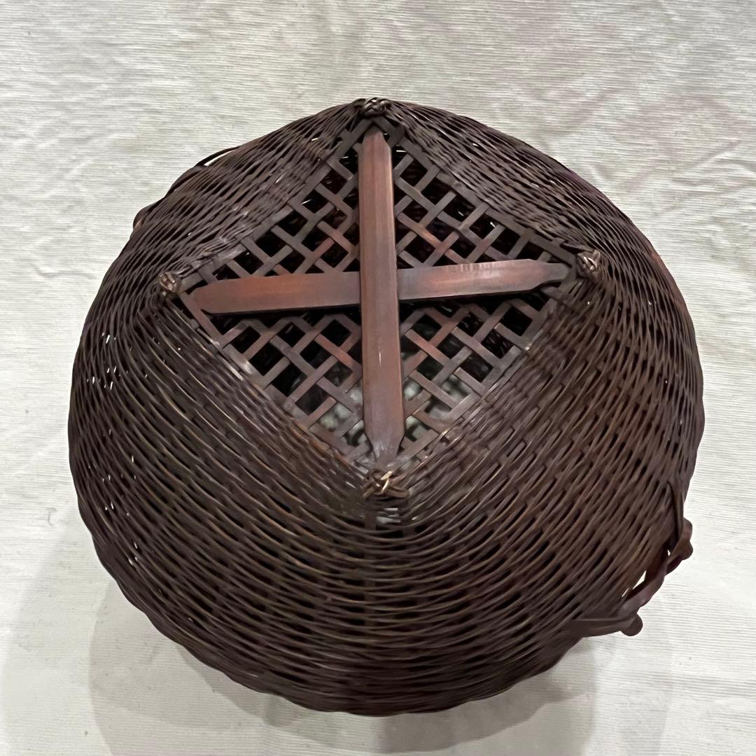 古美術 池坊 生花 牡丹籠 竹籠 唐物 一竜