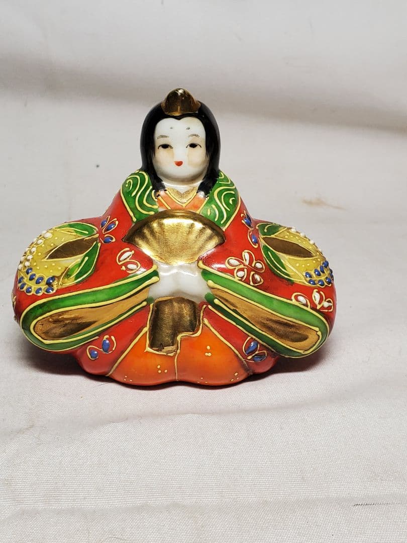 保管品　レトロ　お雛様　九谷焼　盛り上げ　高さ約9㎝　収集品　⑤