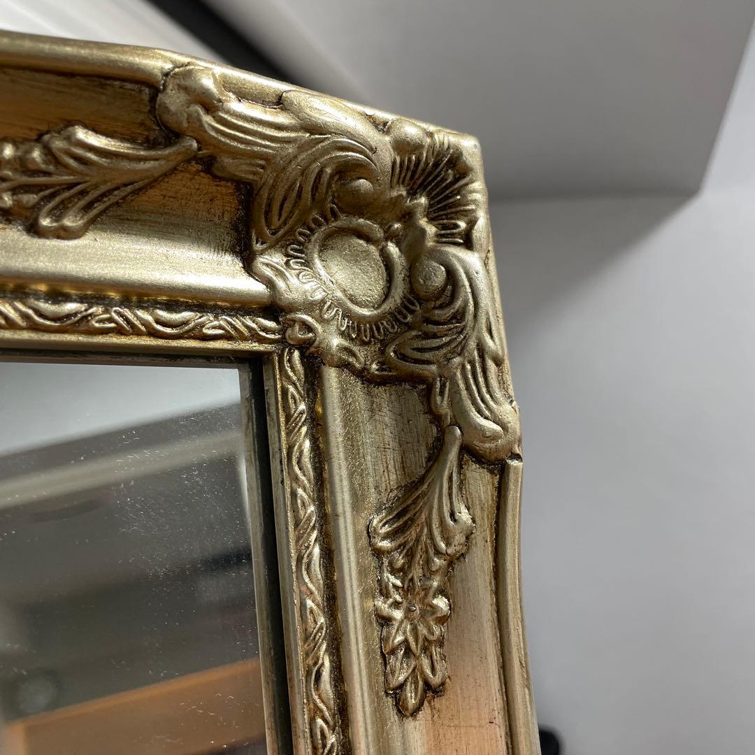 スタンドミラー　全身鏡　アンティーク調　ゴールド　たのメル便　送料込み