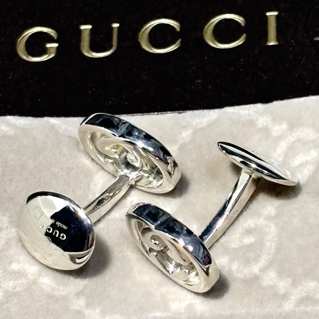 美品　GUCCI グッチ カフス インターロッキングG シルバー ビジネス