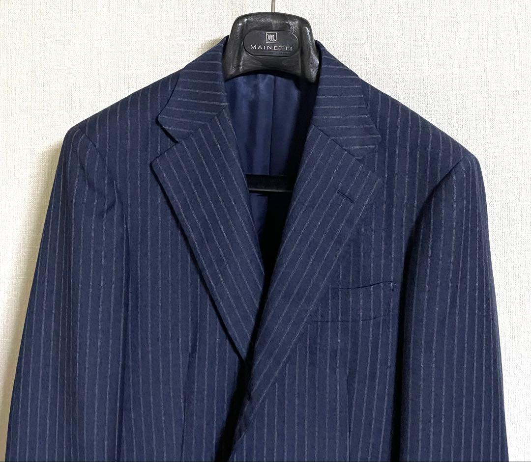 【美品】SHIPS × REDA ネイビー チョークストライプスーツ 46