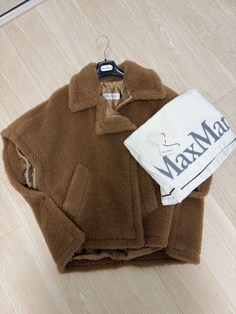 【美品】Max Mara テディベア ケープ コートCamel TEBE テディ