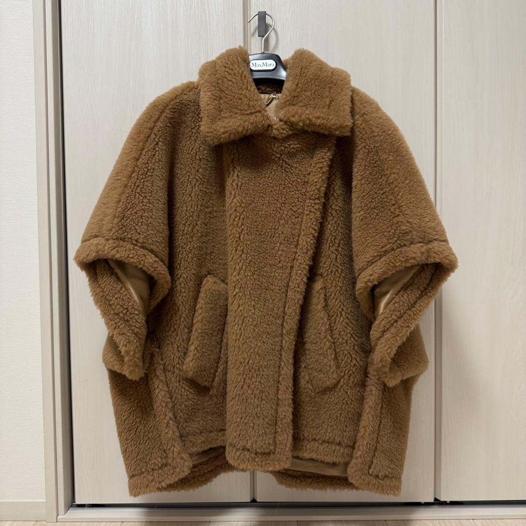 【美品】Max Mara テディベア ケープ コートCamel TEBE テディ