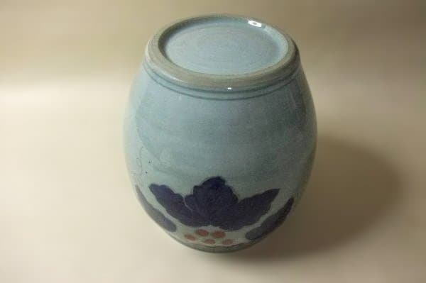 青地 水差し ぶどう絵 銘「春暁」茶道具 美品 未使用 紙箱