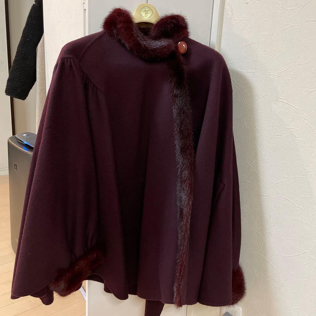 Hand Made アウター　ケープ　ポンチョコート　9号　レディース　パープル