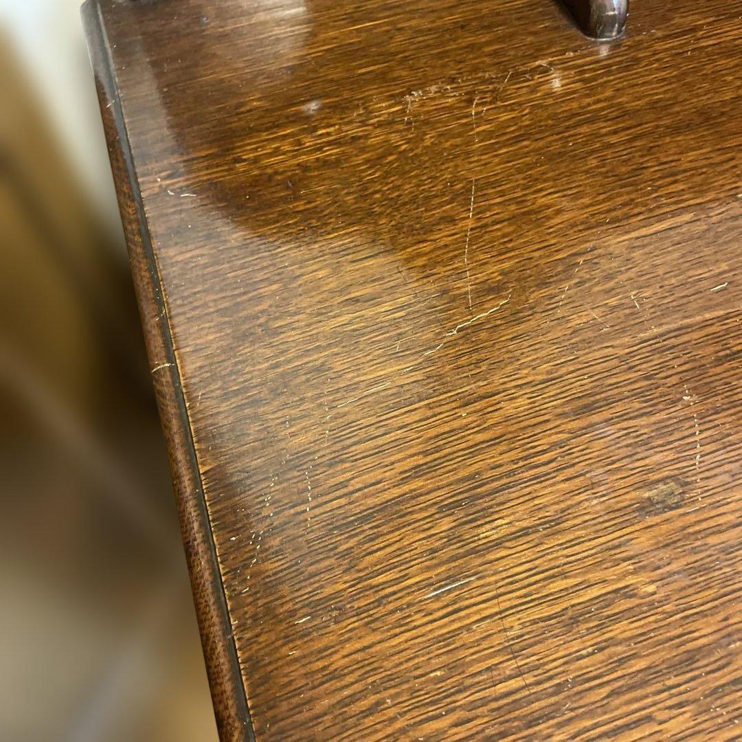 イギリスアンティーク　ミラー付きチェスト　オーク　柱ツイスト　3段引き出し