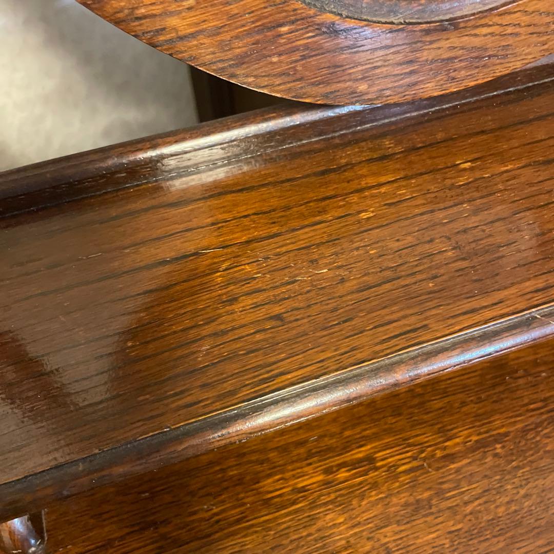 イギリスアンティーク　ミラー付きチェスト　オーク　柱ツイスト　3段引き出し