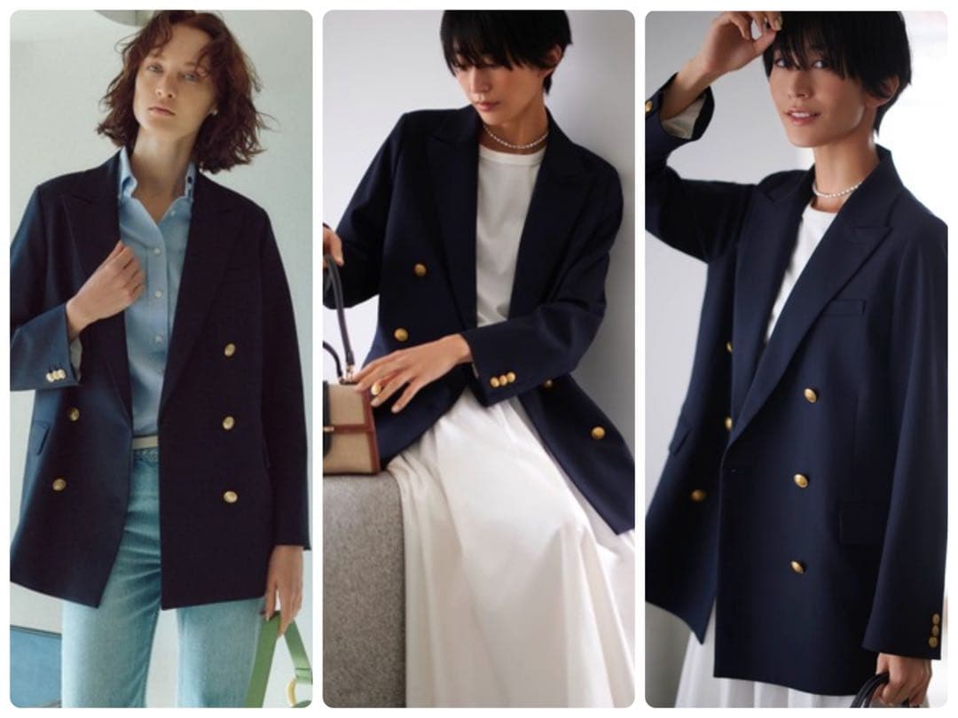 美品▲Mila Owen//金ボタンダブルブレザーオーバージャケット 紺ブレ