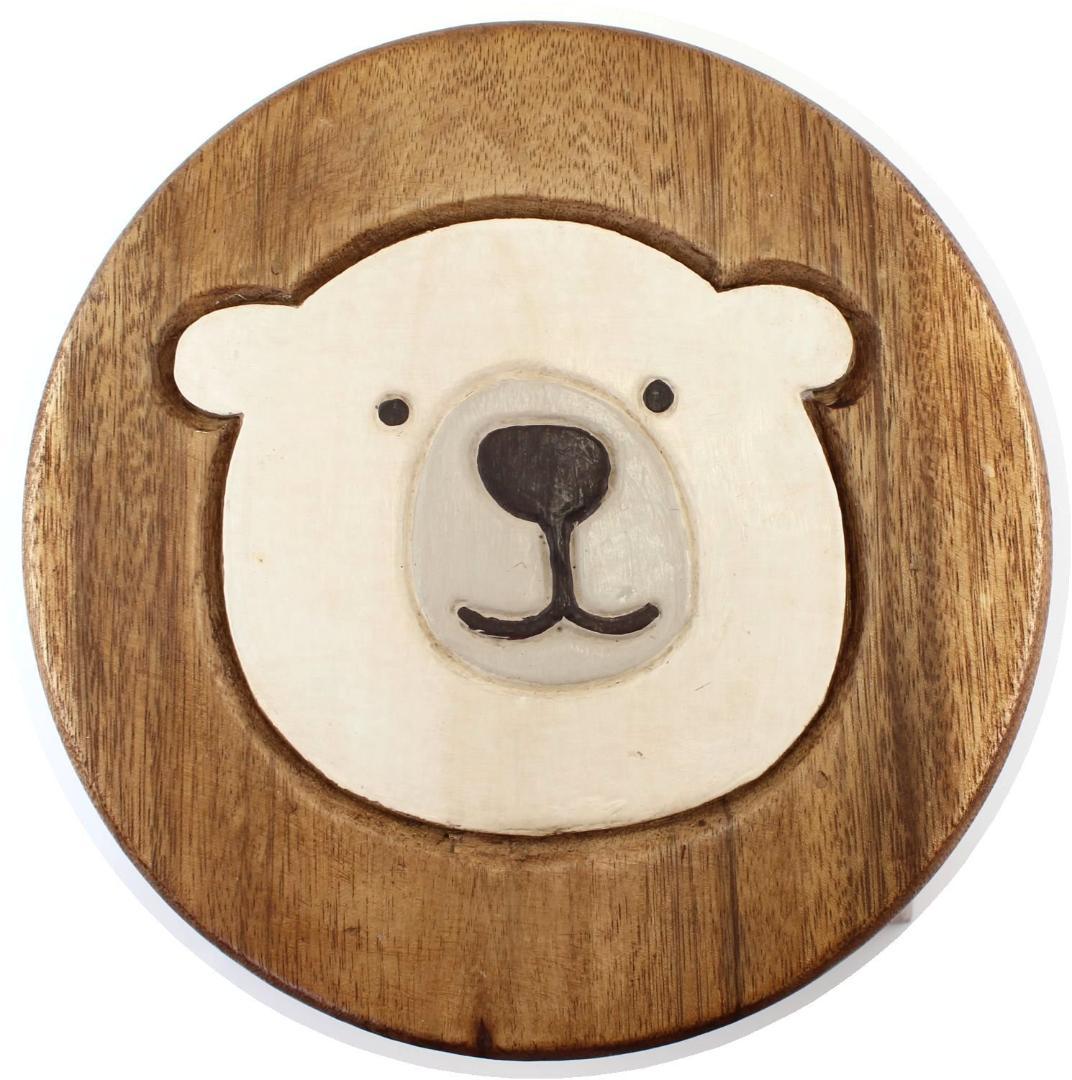 キッズ かわいい シロクマ ラウンドスツール 木製 北欧 椅子