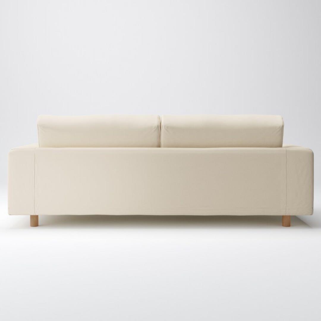 MUJIウレタンポケットコイルソファ 3S 脚セット洗いざらしの綿帆布 ブラウン