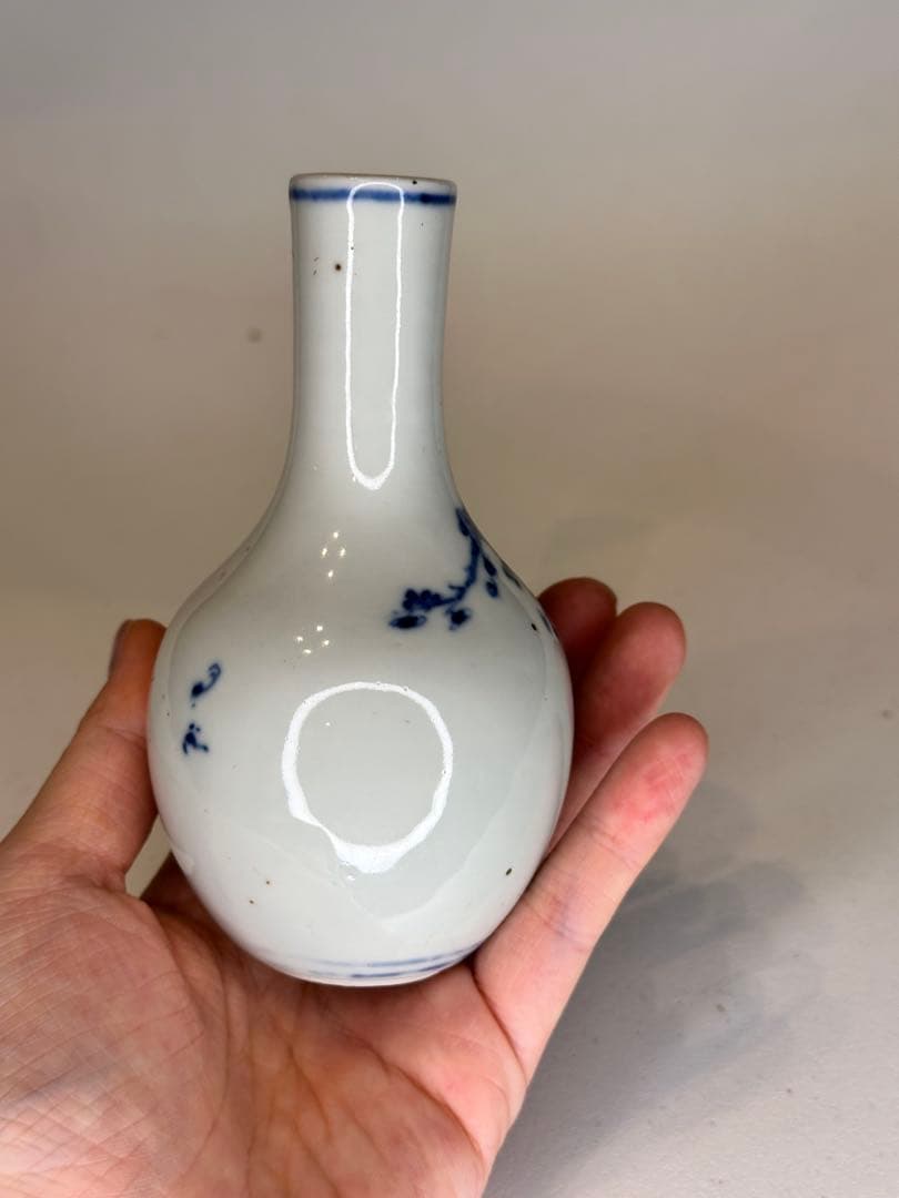 成化年製 底款 清時代 青花染付 小瓶 梅花文 中国古董品