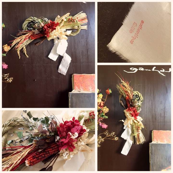 1自家栽培無農薬 しめ縄 正月飾り ドライフラワー プリザーブド 紫陽花 コーン