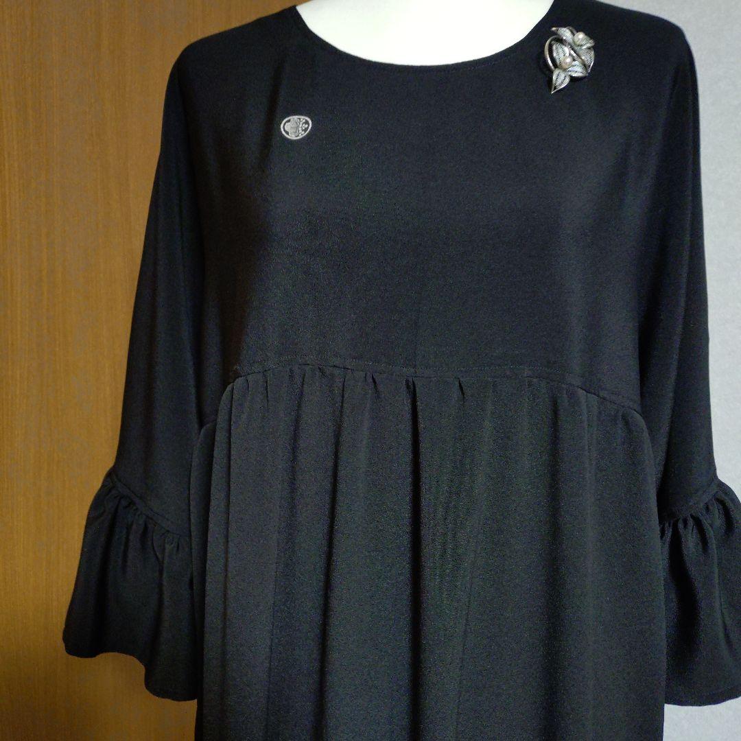 正絹留袖リメイク✤ゆったりロングワンピース✤フリル袖✤シルクのペチコート付