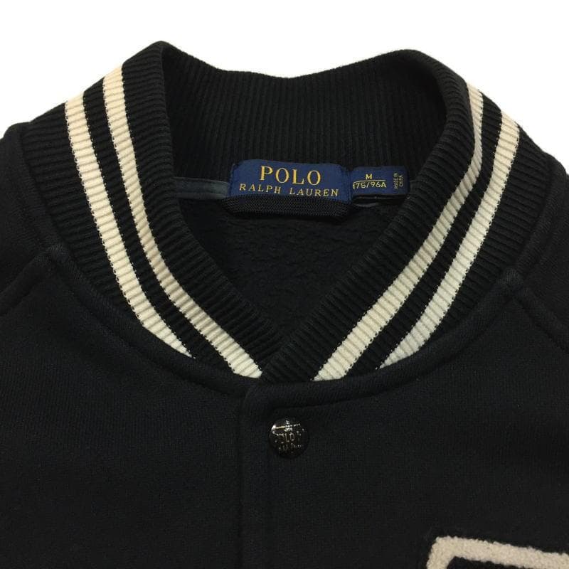 美品 US Ｍ ポロ ラルフローレン Pパッチ フリース ベースボールジャケット