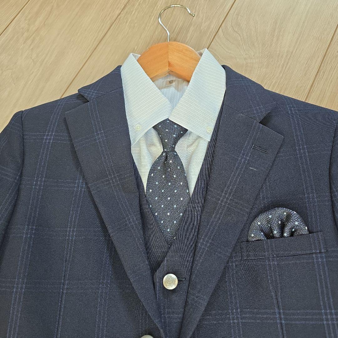 スーツ　　160cm　3ピース　卒業式　冠婚葬祭　フォーマル　美品　チェック