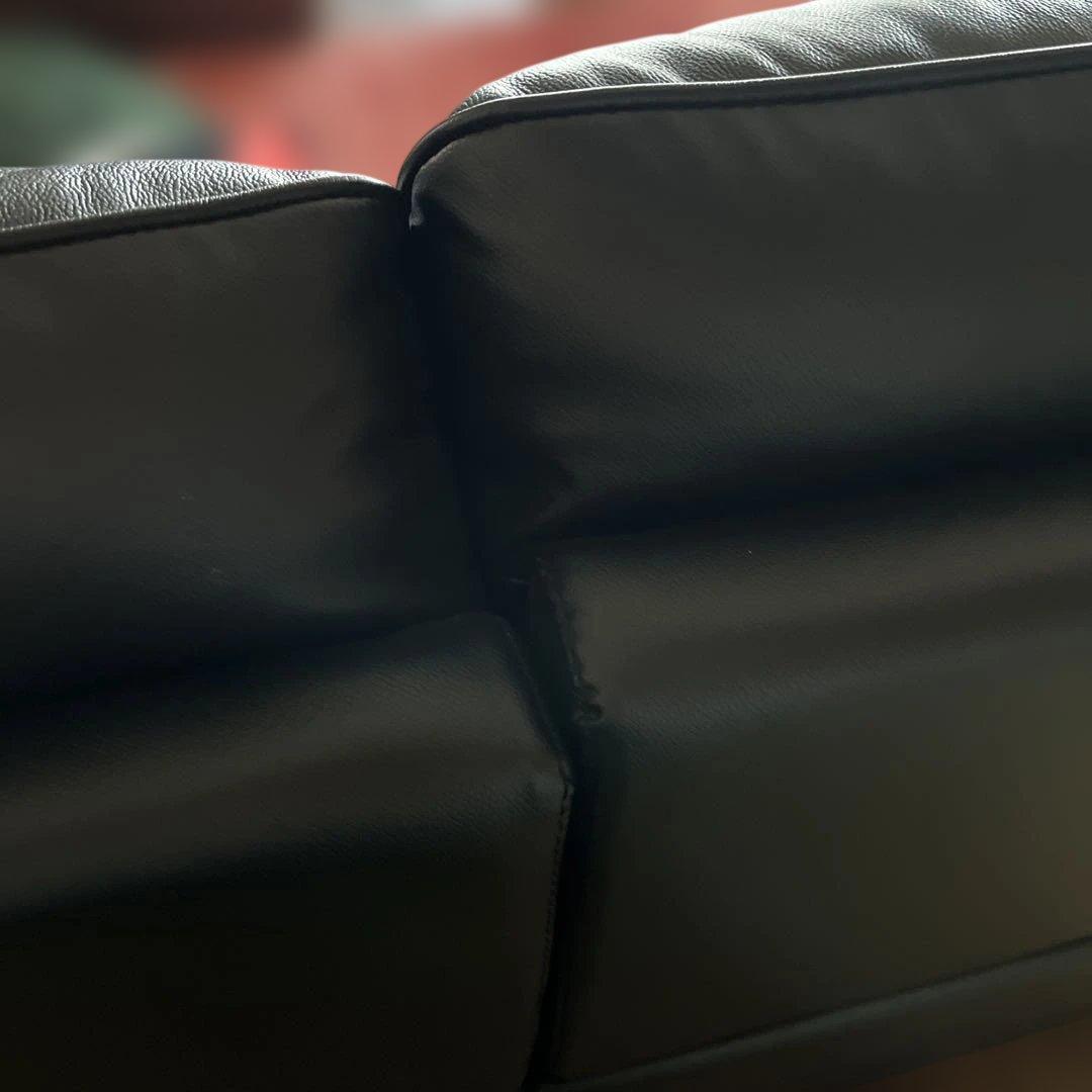 2人掛け右電動リクライニングソファ 本革(一部合成皮革)ブラック