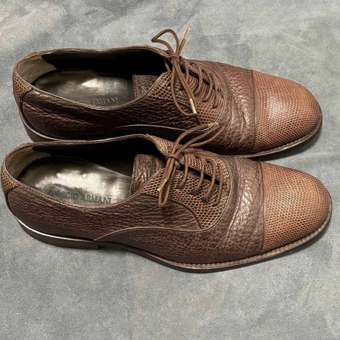 GIORGIO ARMANI エキゾチックレザー 型押しコンビシューズ