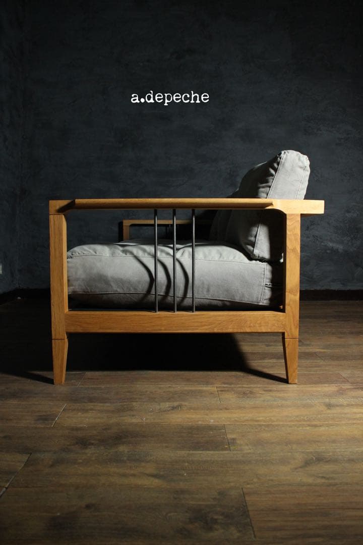 首都圏送無料〜a.depeche solo 3aeat 無垢20万フェザーソファ